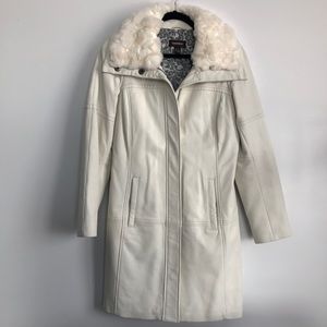 DANIER WHITE/ CREAM LONG LEATHER JACKET W FUR